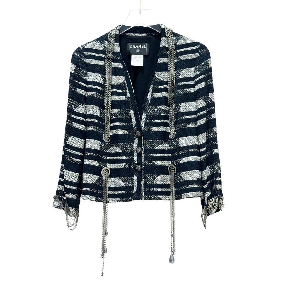 Chanel 2008 Karl Lagerfeld Metallic Fantasy Tweed Jacket Sz 40